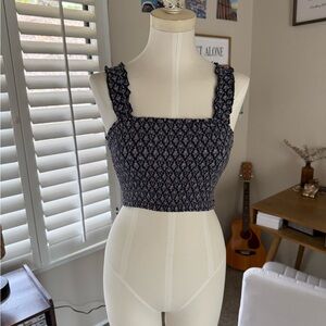 4 for $10 Blue and white ruffle strap stretch tank top size extra small